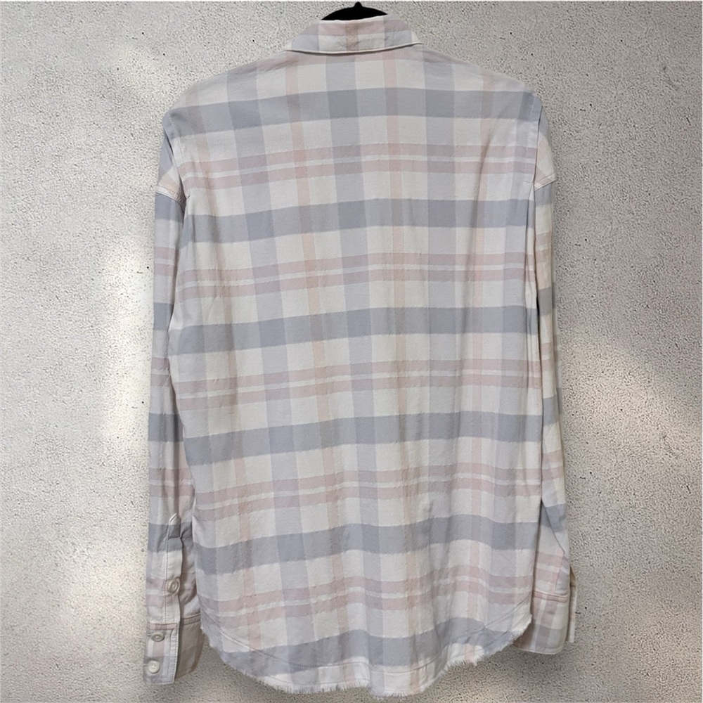 Free People Loveland Pastel Plaid Button Down Shirt Size XS Raw Hem - Picture 5 of 8